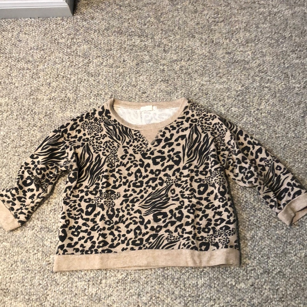Forever 21 Leopard Print Crop Sweatshirt
